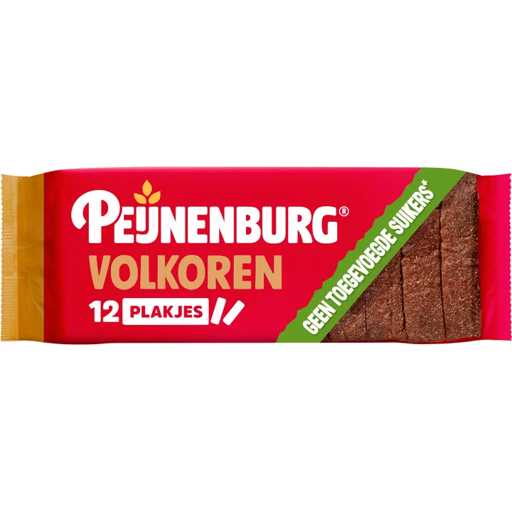 Peijnenburg ontbijtkoek volkoren zonder toegevoegde suikers gesneden 12 plakjes