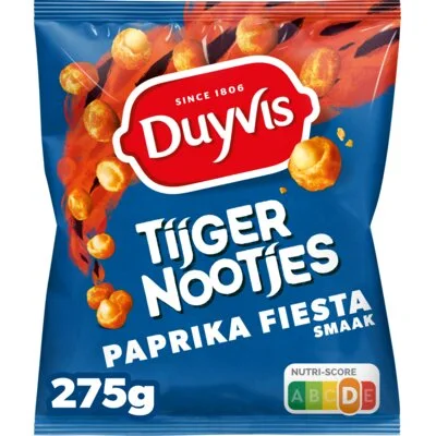 Duyvis Tijgernootjes Fiesta Paprika Pinda Noten 275 gr