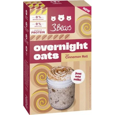3Bears Overnight oats cinnamon roll
