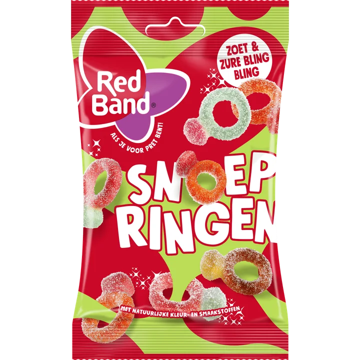 Red Band Snoepringen Zuur 102gr