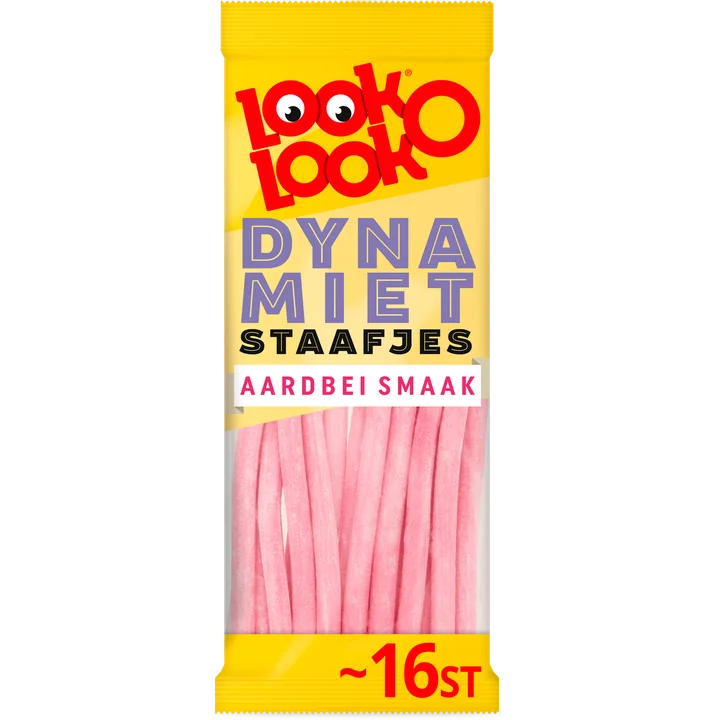 Look-O-Look Dynamietstaafjes Aardbei 16 stuks