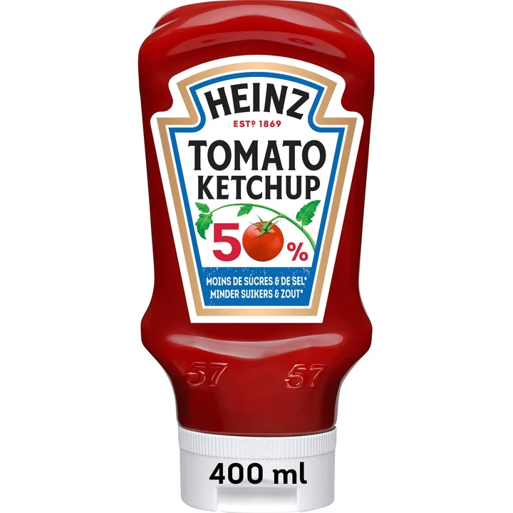 Heinz Tomato Ketchup 50% Minder Suikers en Zout 400 ml