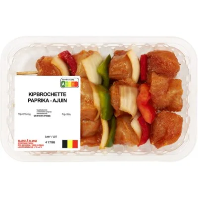 Kipbrochette paprika ajuin bel