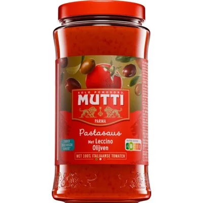 Mutti Pastasaus met leccino olijven