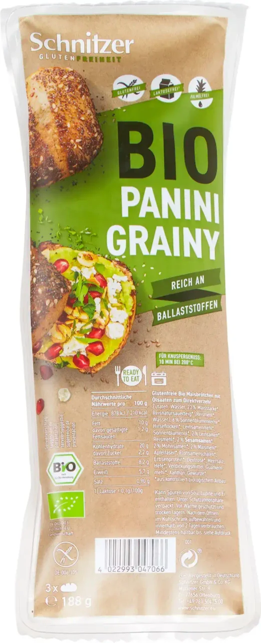 Glutenvrije panini's grainy