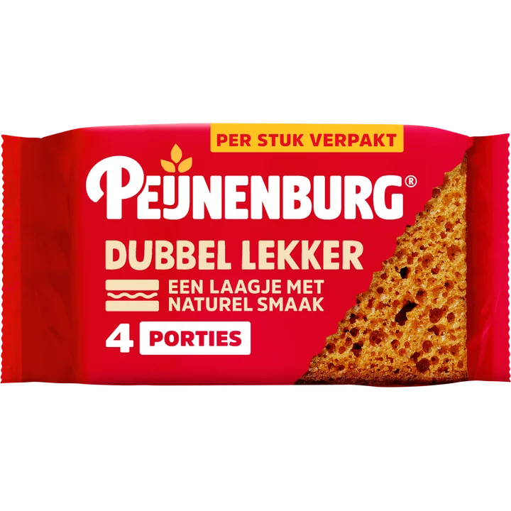 Peijnenburg ontbijtkoek dubbel lekker 4-pack per stuk verpakt