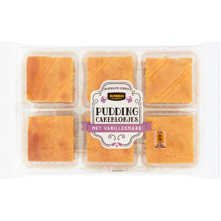 Jumbo Pudding Cakeblokjes met Vanillesmaak 6 Stuks 300g