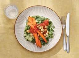 Boerenkoolstamppot met geroosterde winterpeen en tofu