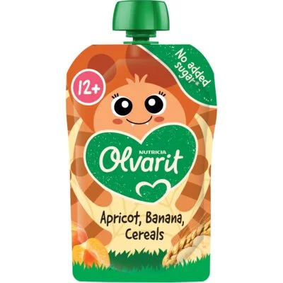 Olvarit Knijpfruit apricot, banana, cereals 12m+