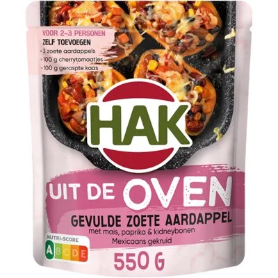 Hak Uit de oven gevulde zoete aardappel