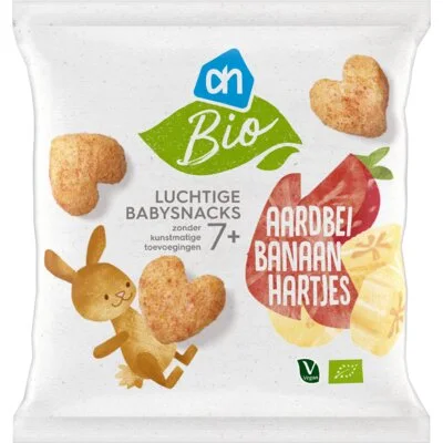 AH Biologisch Luchtige babysnacks aardbei banaan 7m+