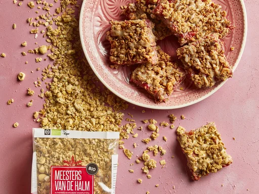 Aardbeien-kokosmuesli plaattaart
