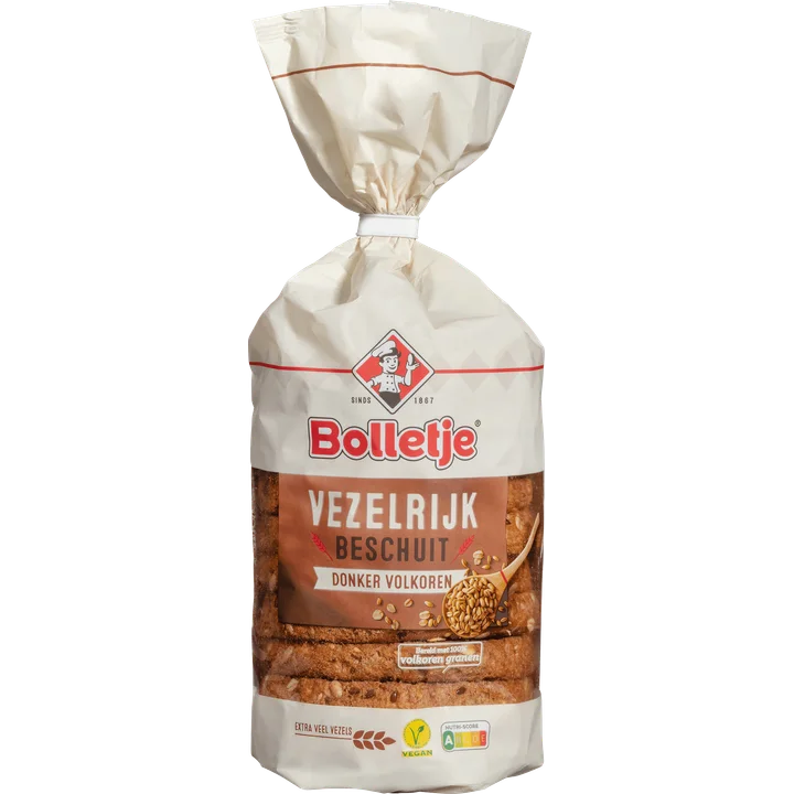 Bolletje Vezelrijk Beschuit Donker Volkoren 10 Stuks