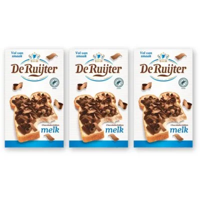De Ruijter Chocolade vlokken melk 3-pack