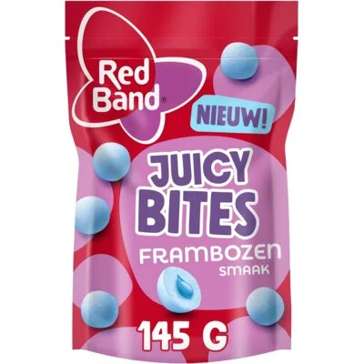Red Band Juicy Bites Frambozen smaak 145 g