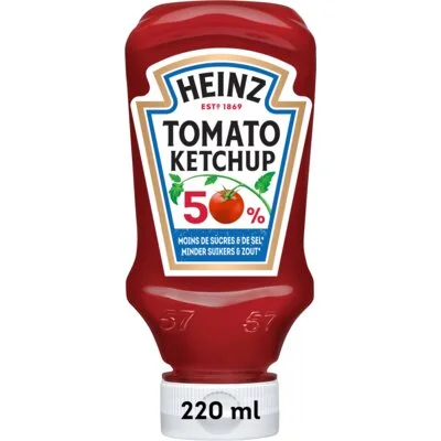 Heinz Tomato Ketchup 50% Minder Suikers en Zout 220 ml
