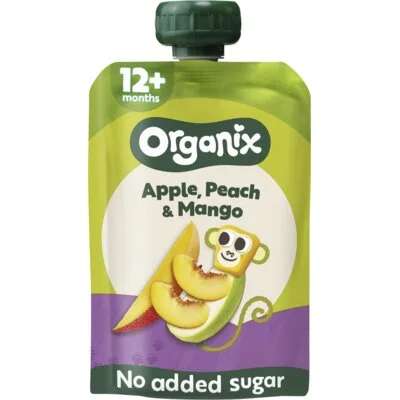 Organix Knijpfruit apple, peach & mango 12m+
