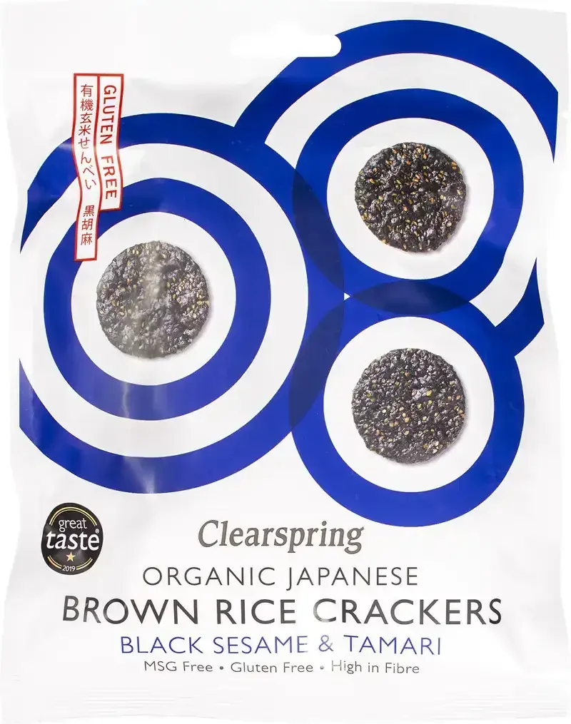 Bruine rijst crackers zwarte sesam & tamari