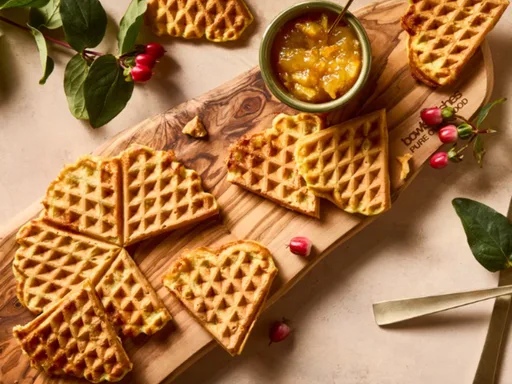 Aardappel-briewafels met sinaasappelmarmelade
