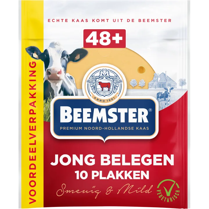 Beemster Jong Belegen Kaas Voordeelverpakking 10 Plakken 0,250 kg