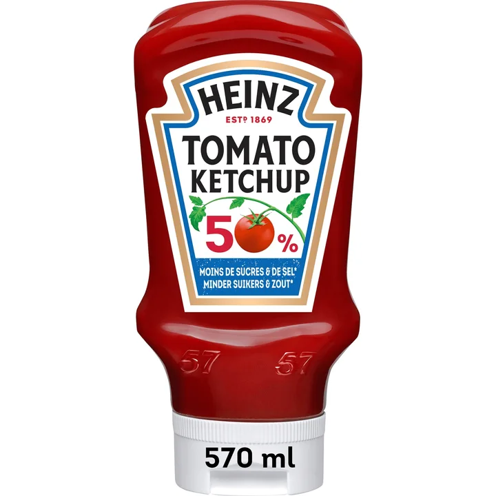 Heinz Tomaten Ketchup 50% Minder Suikers & Zout 570 ml