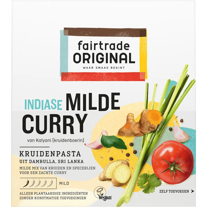 Fairtrade Original Indiase Milde Curry Kruidenpasta 75 g