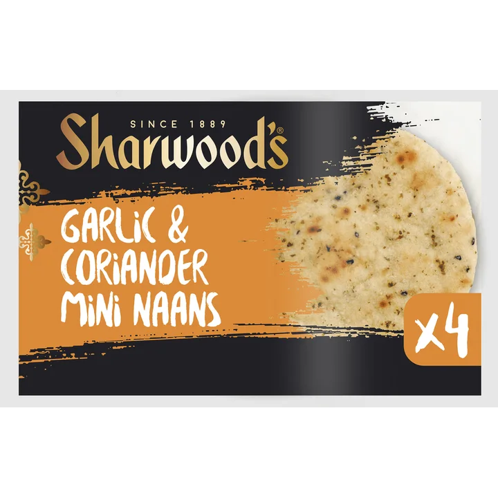 Sharwood's Garlic & Coriander Mini Naans 4 Stuks 260 g