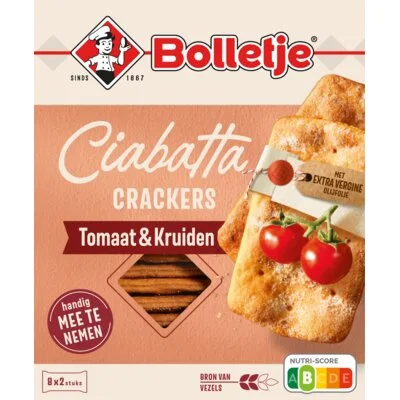 Bolletje Ciabatta Crackers Tomaat & Kruiden 8 x 2 Stuks 190 g