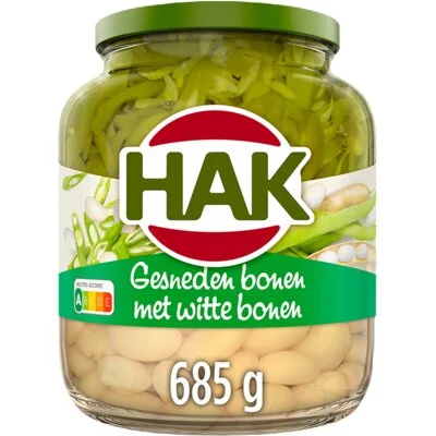 Hak Gesneden Bonen met Witte Bonen 685 g