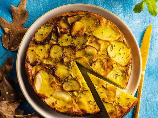 Aardappeltaart met bieslook met fenegriekkaas