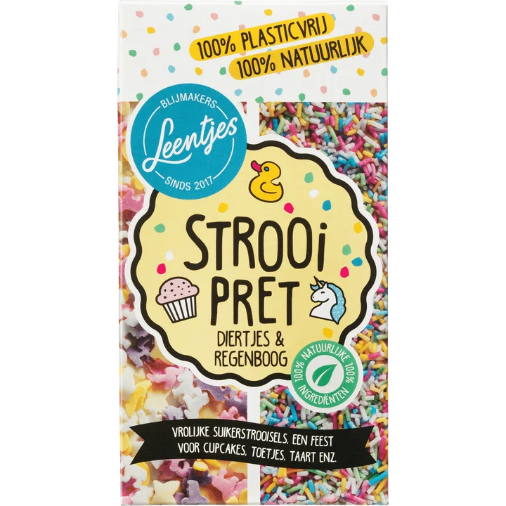 Leentjes Strooi Pret Diertjes & Regenboog 120 g
