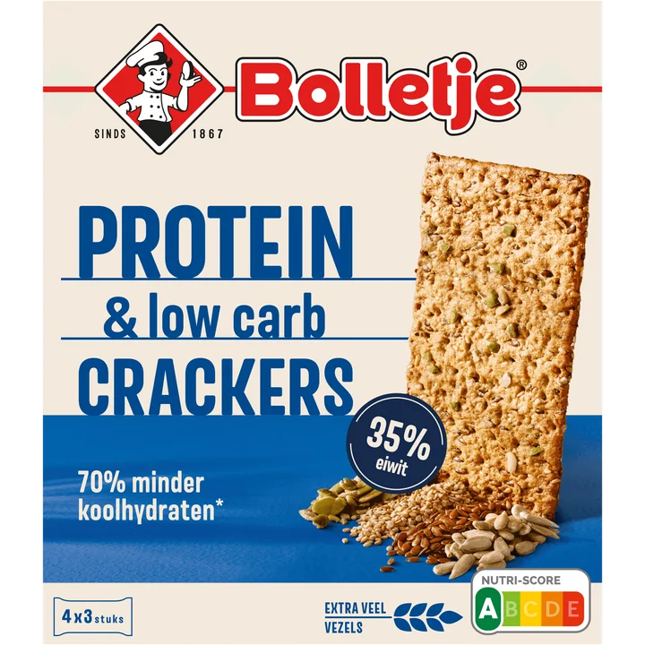 Bolletje Protein & Low Carb Crackers 4 x 3 Stuks 190 g