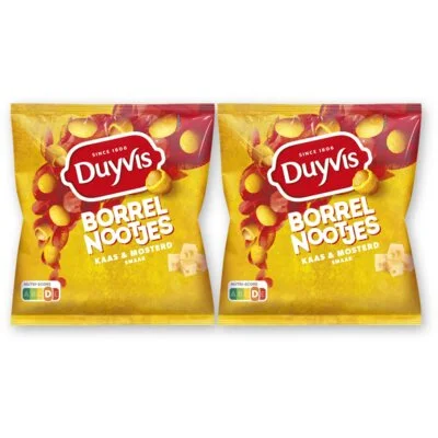 Duyvis Borrelnootjes kaas & mosterd smaak 2pack