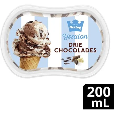 Hertog IJssalon Mini IJs Drie Chocolades 200 ml
