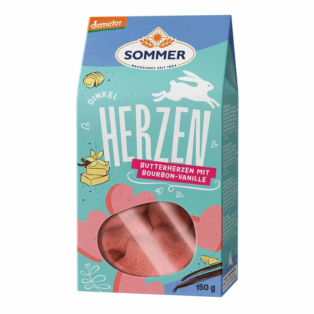 Spelt boterhartjes roze op=op