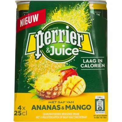 Perrier & Juice ananas & mango 4-pack bel