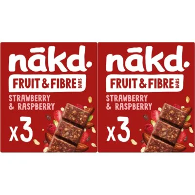 Nakd Fruit & fibre bars strawb rasp 2-pack