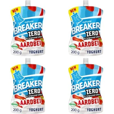 Melkunie Breaker zero aardbei yoghurt 4-pack