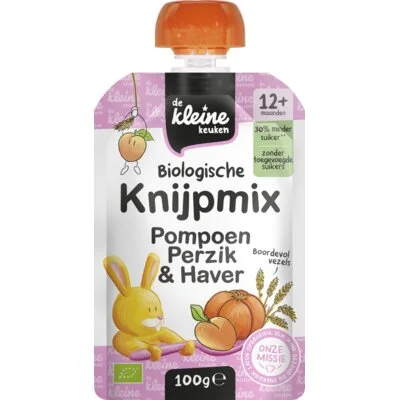 De Kleine Keuken Knijpmix pompoen perzik & haver 12m+