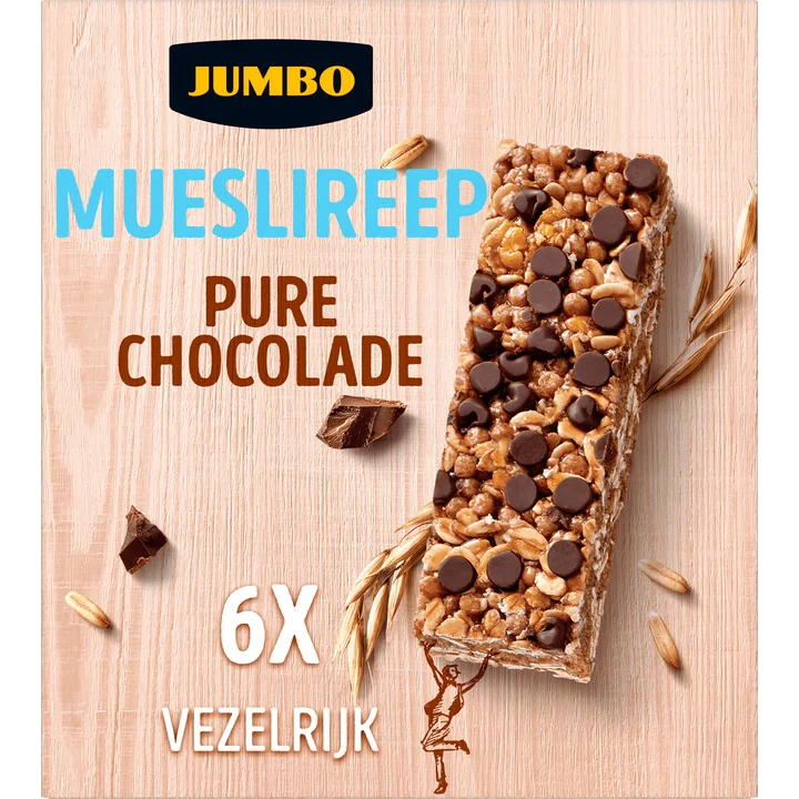 Jumbo Mueslireep Pure Chocolade 6 Stuks