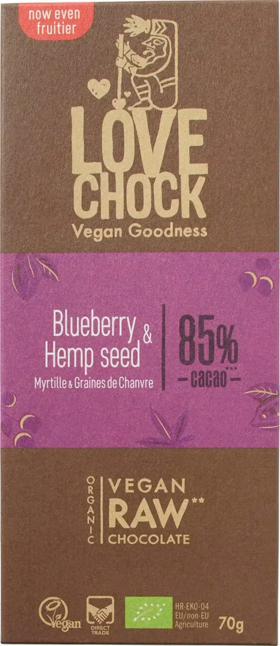 RAW chocolade 85% Blueberry Hemp Seed