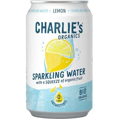 Charlie's Organics sparkling water lemon 12-pack