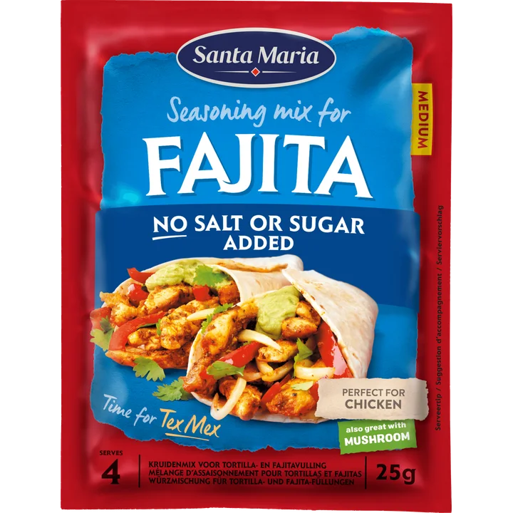 Santa Maria Fajita Kruidenmix geen zout toegevoegd 25 g