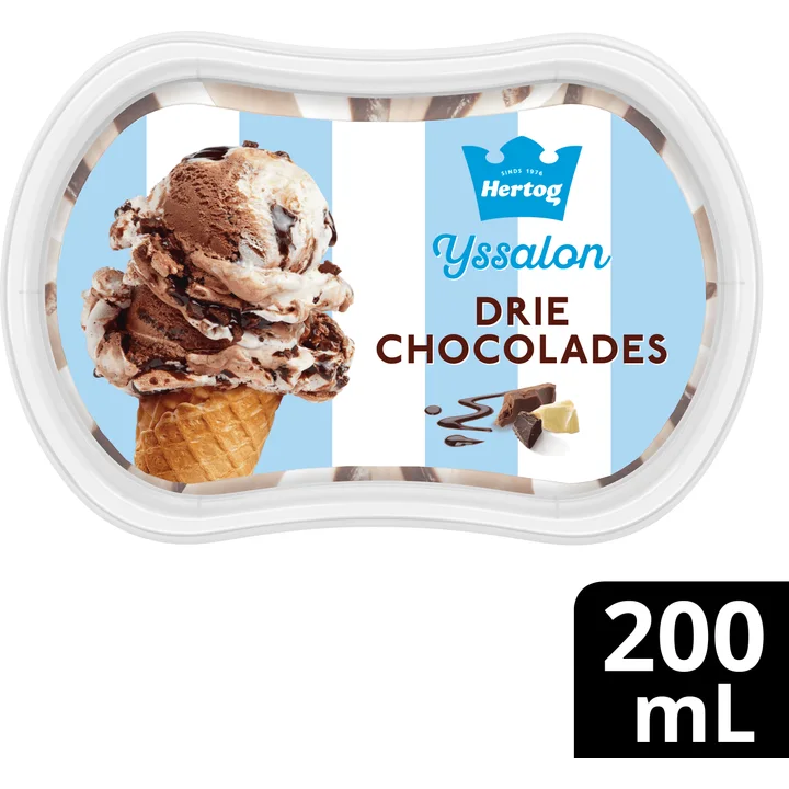 Hertog IJssalon Mini IJs Drie Chocolades 200 ml