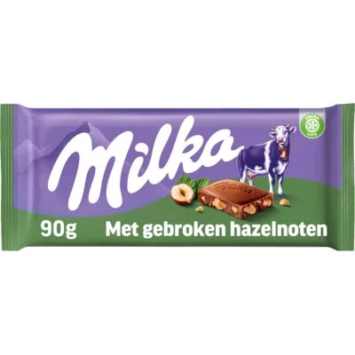 Milka Chocoladereep gebroken hazelnoten
