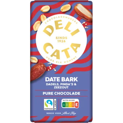 Delicata Reep date bark pure chocolade