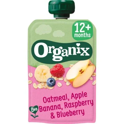 Organix Knijpfruit oatmeal, appel, banana 12m+