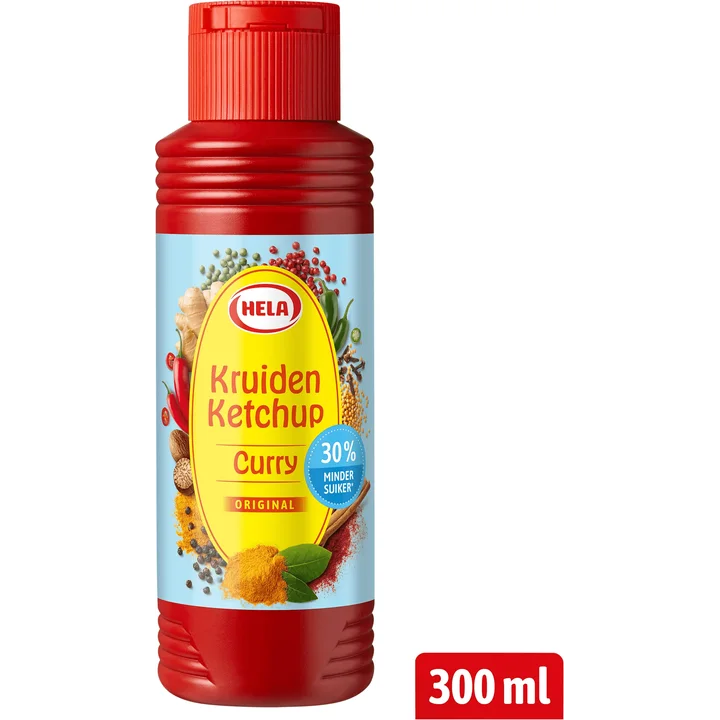 Hela Kruiden Ketchup Curry 30% minder suiker