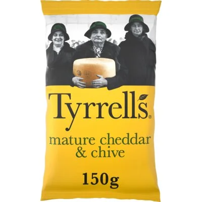 Tyrrells Mature Cheddar & Chive Chips 150 g