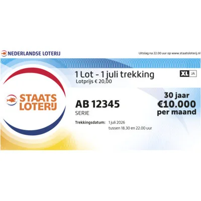 Staatsloterij Digitaal 1 juli lot met XL